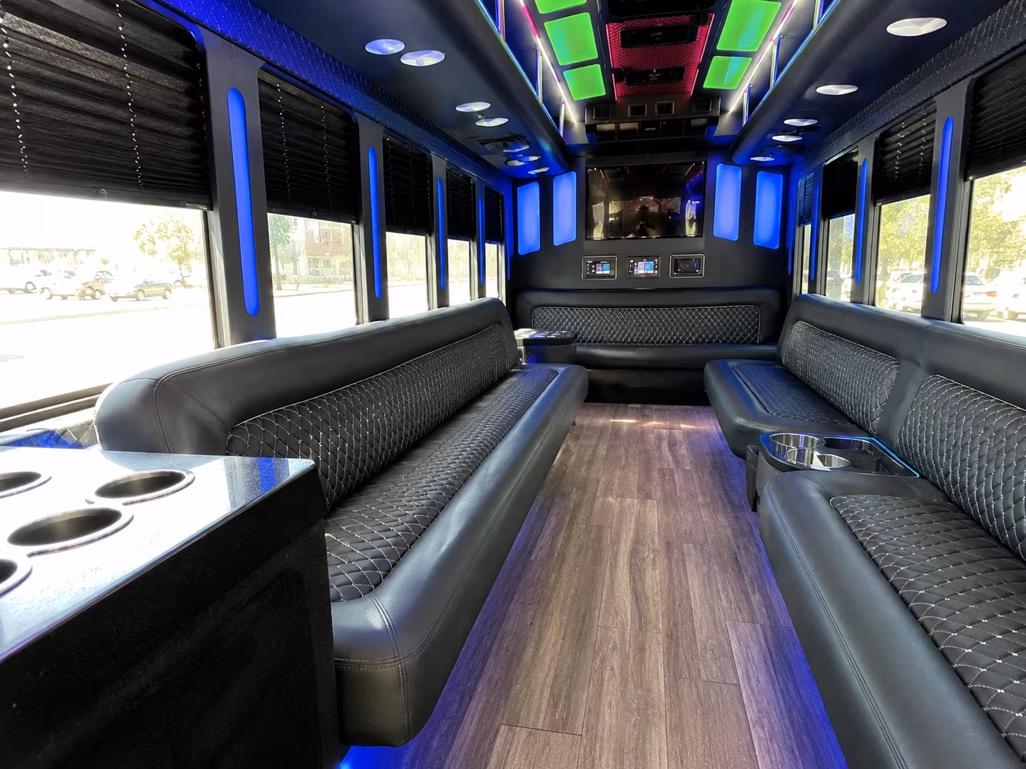 spokane 15 passenger party bus inside