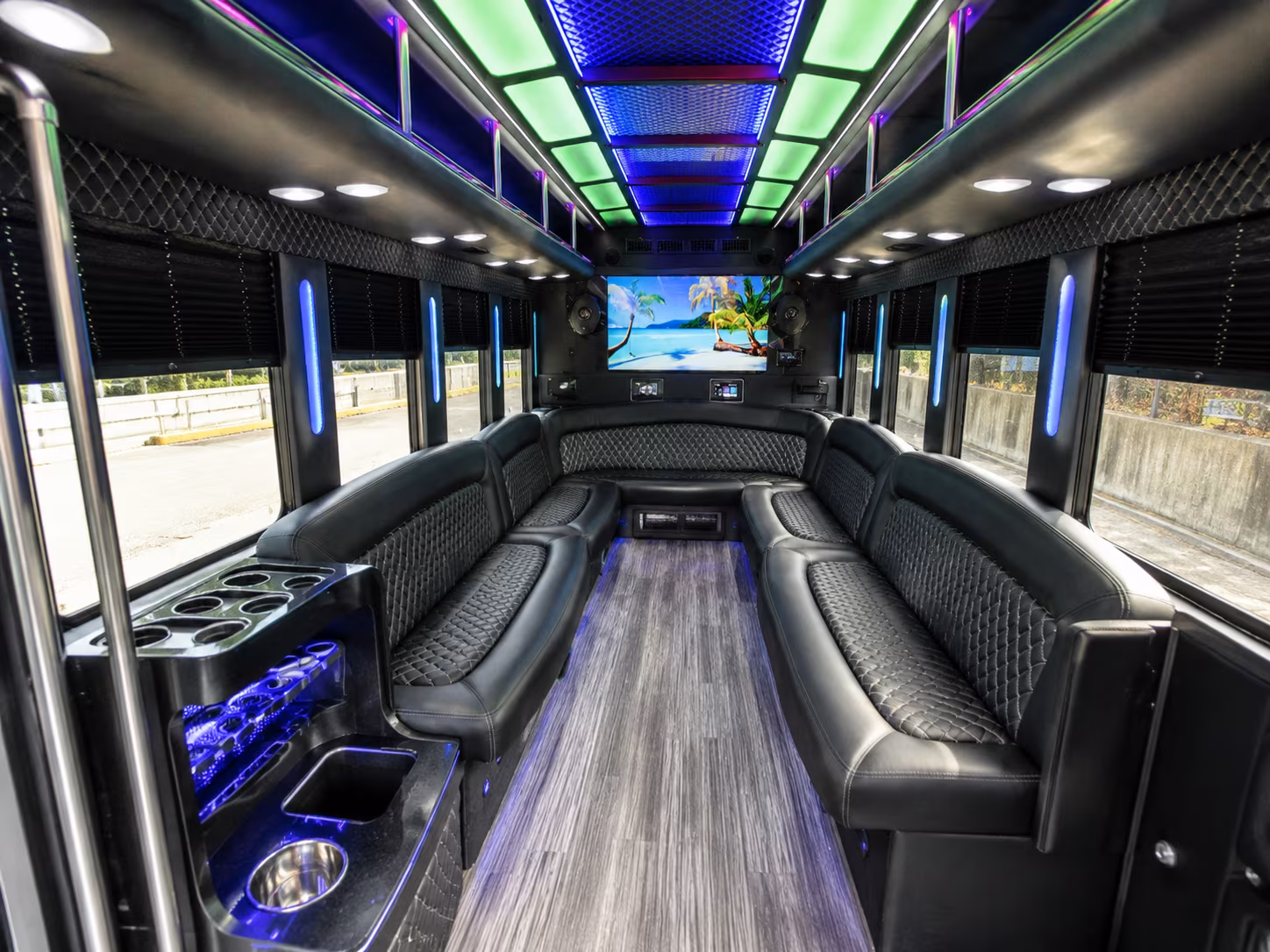 spokane 18 passenger party bus inside