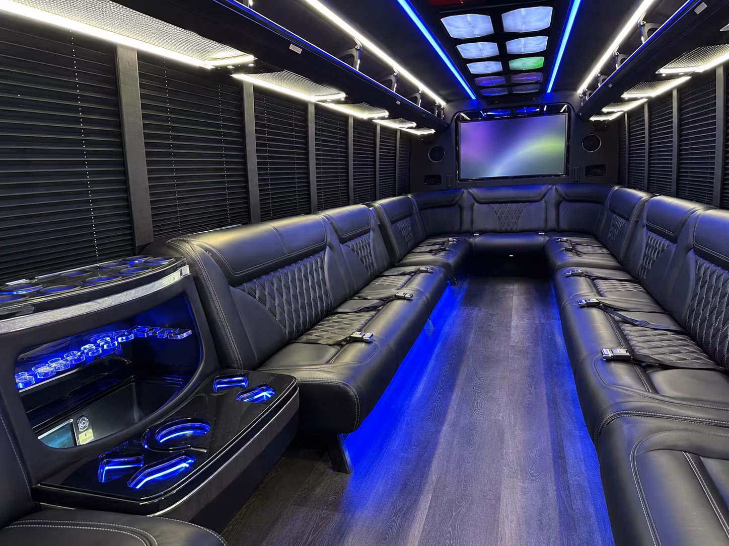 spokane 20 passenger party bus inside