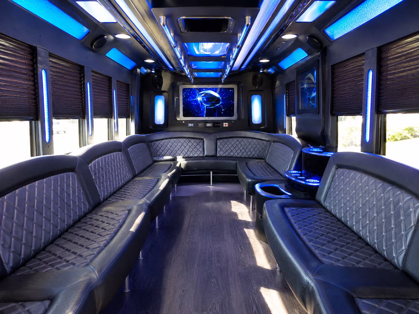 spokane 28 passenger party bus inside