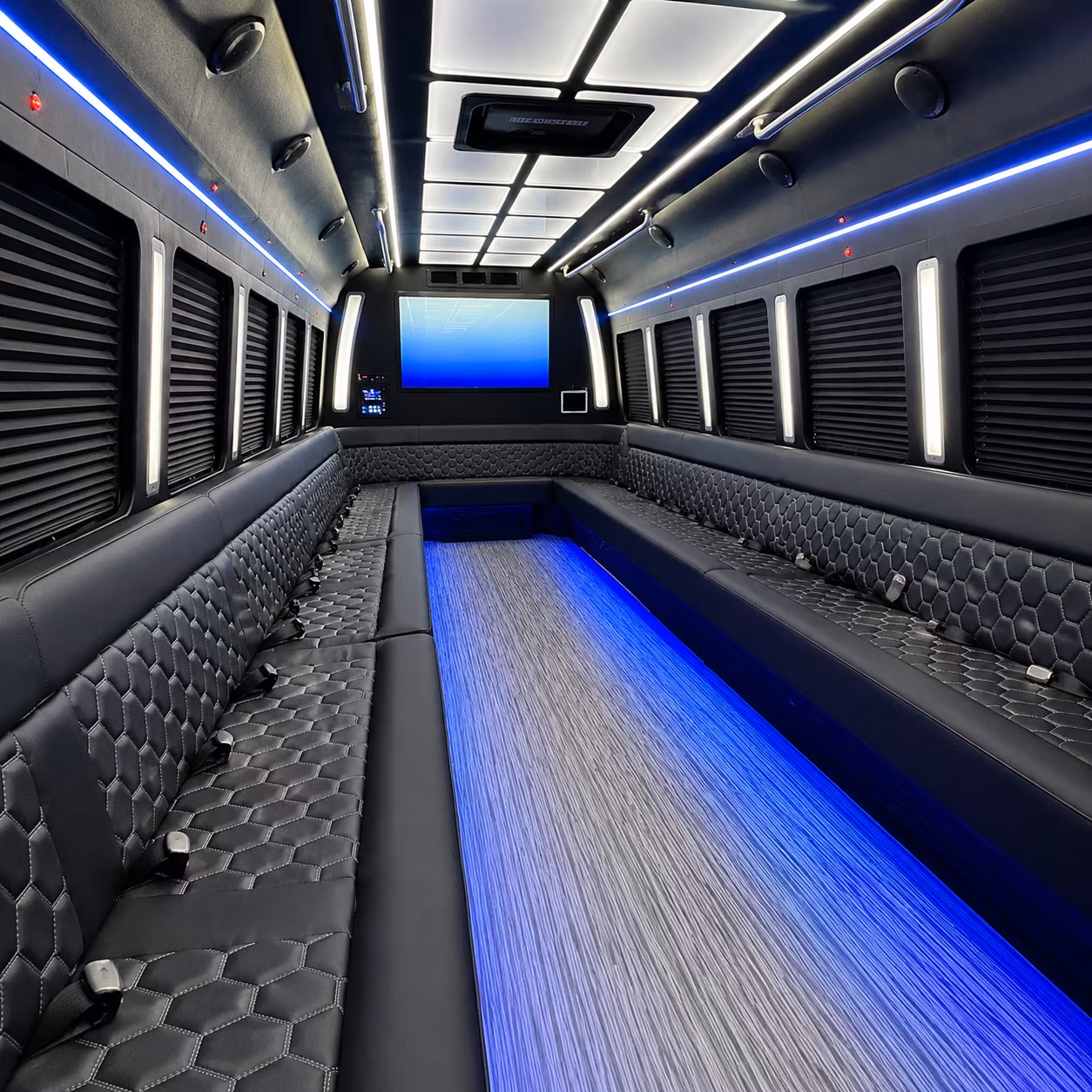 spokane 50 passenger party bus inside